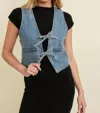 Cloud Ten Tie Front Vest In Denim Wash In Blue