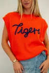 Cloud Ten Tigers Embroidered Game Day Sweater In Red Orange In Orange