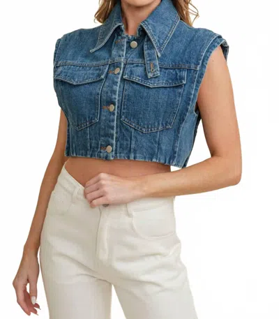 Cloud Ten Women's Canyon Cutoff Button Up Vest In Blue