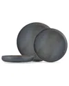 Cloud Terre Iceland Stoneware 12pc Dinnerware Set (service For 4) In Black