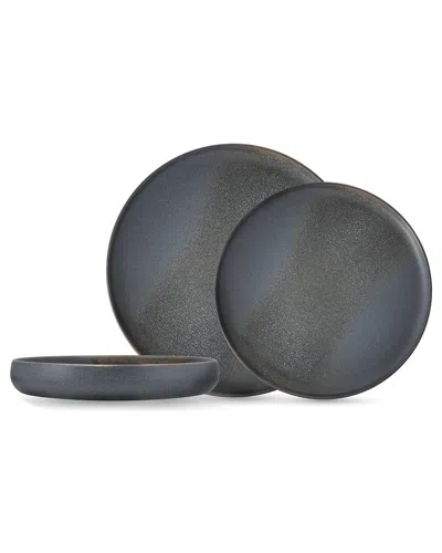 Cloud Terre Iceland Stoneware 12pc Dinnerware Set (service For 4) In Black