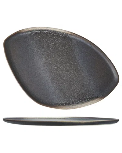 Cloud Terre Iceland Stoneware 13x9in Triangle Platter In Black