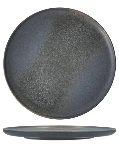 Cloud Terre Set Of 4 Iceland Stoneware 10.75in Coupe Dinner Plates In Black
