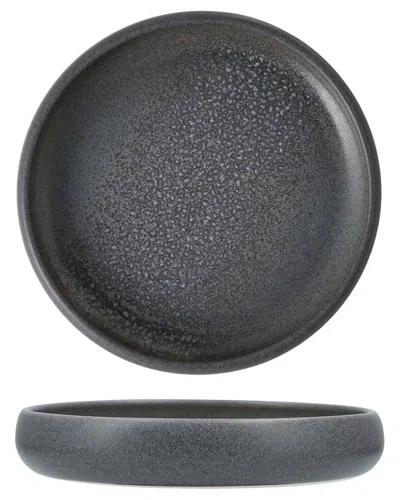 Cloud Terre Set Of 4 Iceland Stoneware 6in High Sided B&b Plates In Black