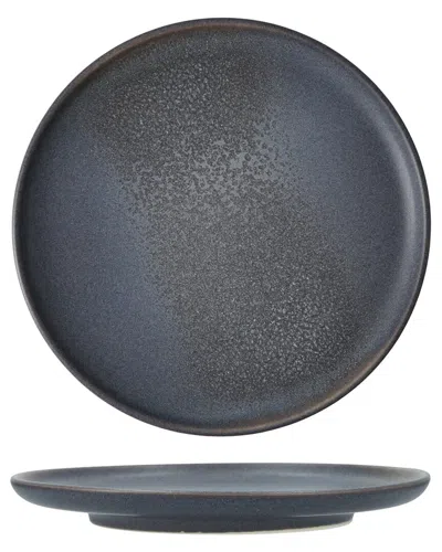 Cloud Terre Set Of 4 Iceland Stoneware 8.5in Coupe Salad Plates In Black