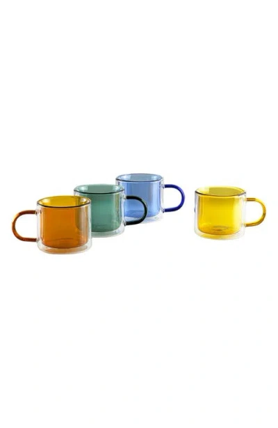 Cloudnola Cubo Set Of 4 Medium Glass Mugs In Multi