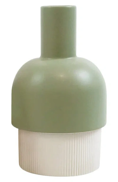 Cloudnola Medium Ceramic Flip Vase In Ivory/olive