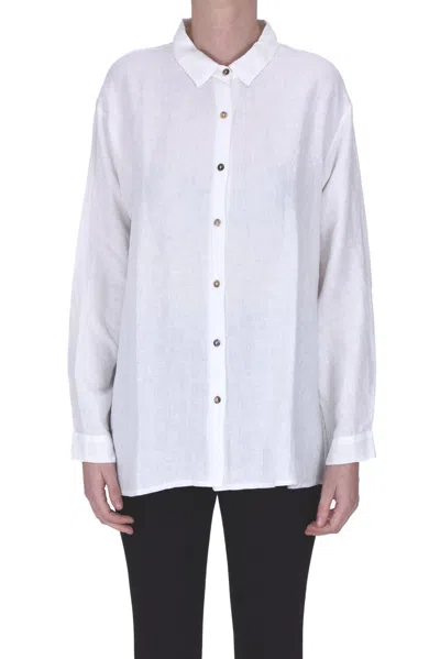Clouds Linen Wide Shirt In Ivory