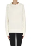 Clouds Rounded Neckline Cashmere Pullover In White