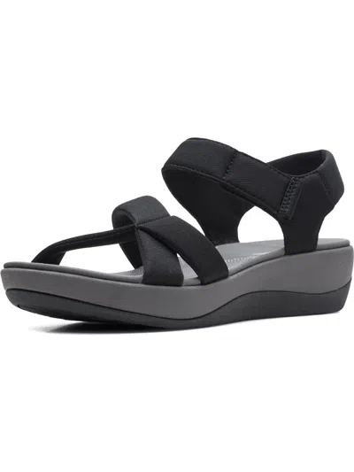 Cloudsteppers By Clarks Arla Gracie Womens Casual Slingback Wedge Sandals In Black
