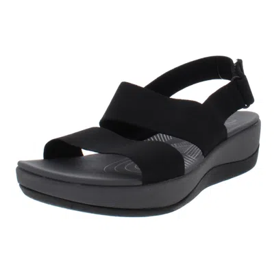Cloudsteppers By Clarks Arla Jacory Womens Open Toe Back Strap Wedge Sandals In Black