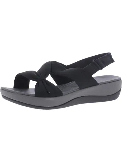 Cloudsteppers By Clarks Arla Primrose Womens Open Toe Cushioned Footbed Wedge Sandals In Black
