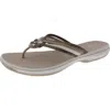 Cloudsteppers By Clarks Breeze Coral H Womens Faux Leather Cushioned Footbed Slide Sandals In Grey