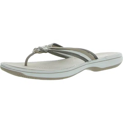 Cloudsteppers By Clarks Breeze Coral Womens Faux Leather Criss Cross Flip-flops