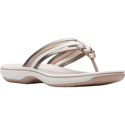 Cloudsteppers By Clarks Breeze Coral Womens Faux Leather Criss Cross Flip-flops In Multi