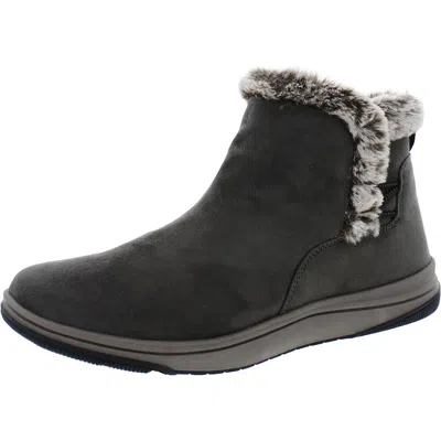 Cloudsteppers By Clarks Breeze Fur Womens Faux Fur Lined Ankle Boots In Green