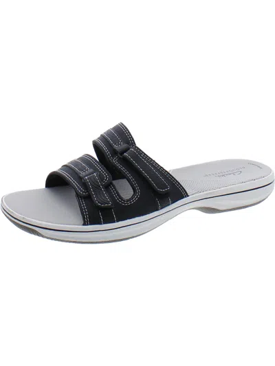 Cloudsteppers By Clarks Breeze Piper Womens Faux Leather Slide Sandals In Black
