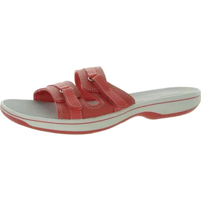 Cloudsteppers By Clarks Breeze Piper Womens Faux Leather Slide Sandals In Pink