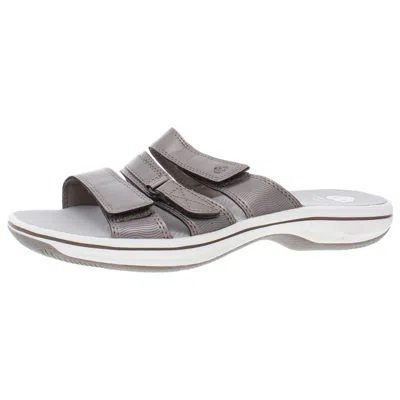 Cloudsteppers By Clarks Brinkley Coast Womens Slip On Metallic Slide Sandals In Silver