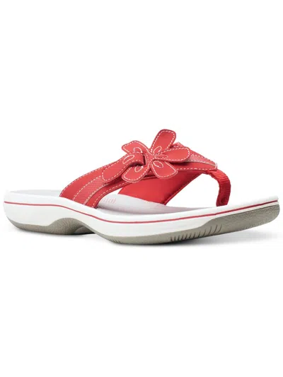 Cloudsteppers By Clarks Brinkley Flora Womens Applique Slip On Thong Sandals In Red