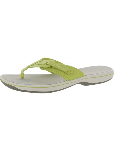 Cloudsteppers By Clarks Brinkley Jazzh Womens Toe-post Cushioned Footbed Flip-flops In Green