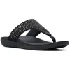 Cloudsteppers By Clarks Brio Vibe Womens Sandals Rhinestone Flip-flops In Black