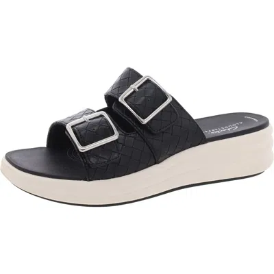 Cloudsteppers By Clarks Drift Buckle Womens Faux Leather Buckle Wedge Sandals In Multi