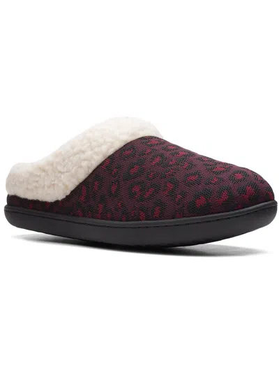 Cloudsteppers By Clarks Lenox Dream Womens Faux Fur Cozy Slide Slippers In Red