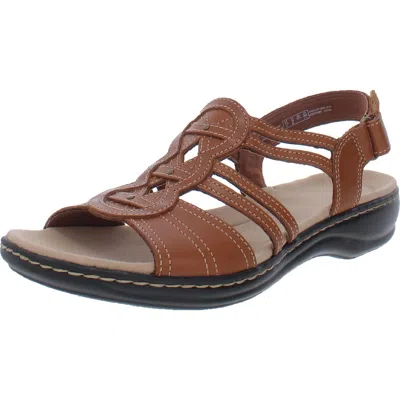 Cloudsteppers By Clarks Lesia Janna Womens Leather Slip On Strap Sandals In Brown