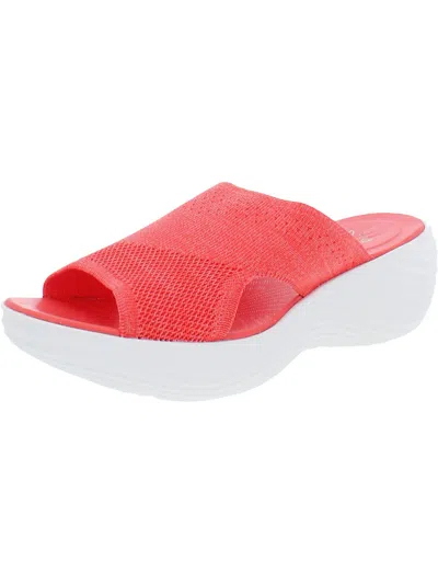 Cloudsteppers By Clarks Marin Coral Womens Knit Peep Toe Wedge Sandals In Pink