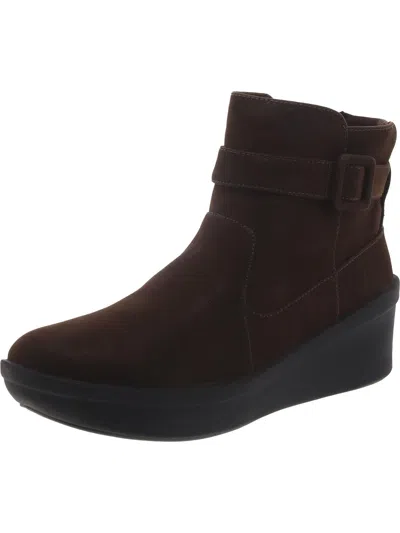 Cloudsteppers By Clarks Step Rosebelle Womens Faux Suede Zip Up Ankle Boots In Brown