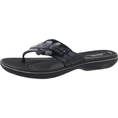 Cloudsteppers By Clarks Womens Comfort Insole Faux Leather Flip-flops In Black