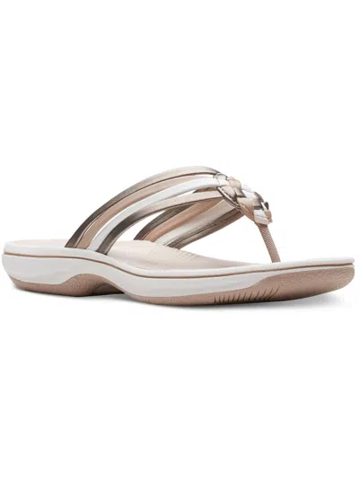 Cloudsteppers By Clarks Womens Faux Leather Cushioned Footbed Slide Sandals In Multi
