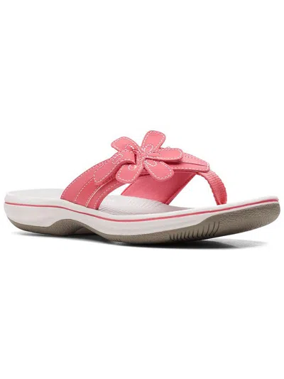 Cloudsteppers By Clarks Womens Faux Leather Slip On Thong Sandals In Pink