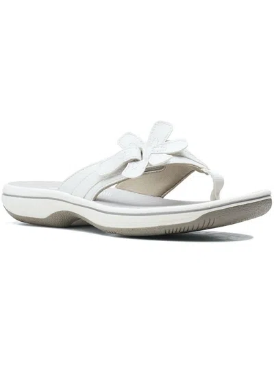 Cloudsteppers By Clarks Womens Faux Leather Slip On Thong Sandals In White