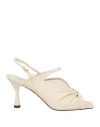 Clove Woman Sandals Beige Size 9 Leather, Textile Fibers