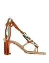 Clove Woman Thong Sandal Beige Size 8 Leather