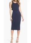 Clover And Sloane Open Back Sheath Dress In Navy
