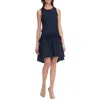 Clover And Sloane Sleeveless Knee Length Ruffle Dress In Dark Navy
