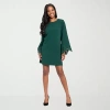 Clover And Sloane Womens Long Sleeve Shift Dress In Green