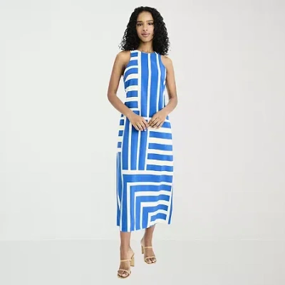 Clover And Sloane Womens Sleeveless Striped Maxi Dress In Blue