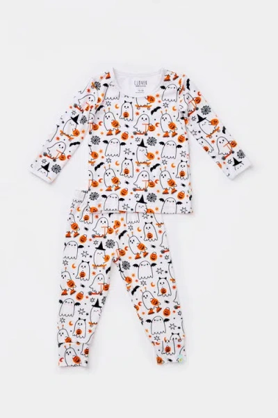 Clover Baby & Kids Long Sleeve Pajama Set In White