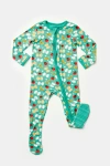Clover Baby & Kids Soft & Stretchy Zipper Footie In Green