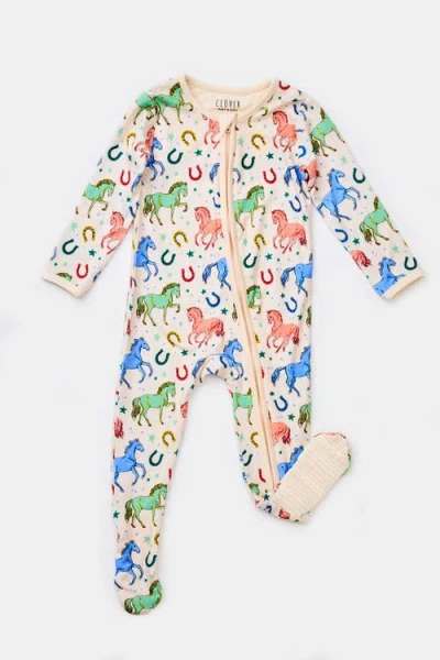 Clover Baby & Kids Soft & Stretchy Zipper Footie In Multi