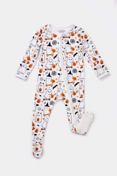 Clover Baby & Kids Soft & Stretchy Zipper Footie In White