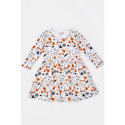 Clover Baby & Kids Stretchy Long Sleeve Twirl Dress In White