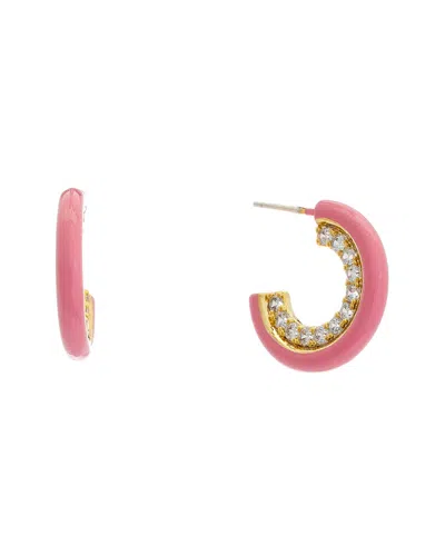 Cloverpost Decade 14k Plated Cz Hoops In Pink
