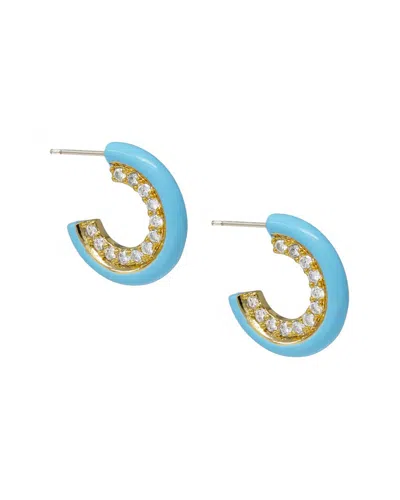 Cloverpost Decade 14k Plated Cz Hoops In Blue