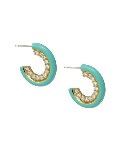 Cloverpost Decade 14k Plated Cz Hoops In Green