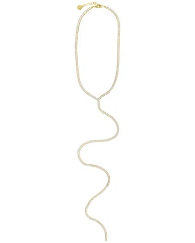 CLOVERPOST JANA 14K PLATED CZ TENNIS LARIAT NECKLACE